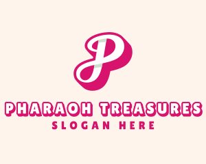 Pink Cursive Letter P logo design