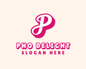 Pink Cursive Letter P logo design