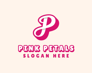 Pink Cursive Letter P logo design