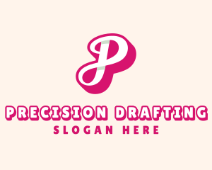 Pink Cursive Letter P logo design