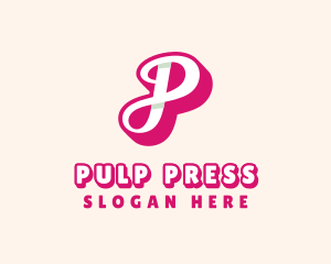 Pink Cursive Letter P logo design