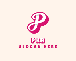 Pink Cursive Letter P logo design