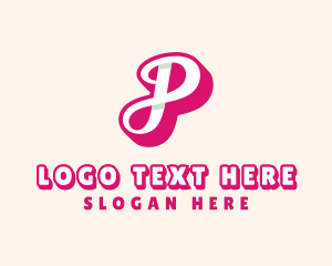 Pink Cursive Letter P Logo