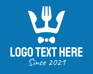 Fast Food - Cutlery Crown Bow Tie logo design