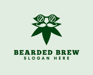 Marijuana Beard Eyeglass logo design