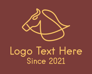 Horse Race - Monoline Yellow Horse logo design