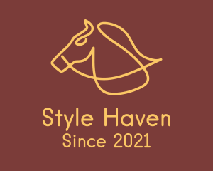 Horse Race - Monoline Yellow Horse logo design