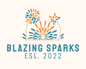 Pyrotechnics - Flower Fireworks Holiday logo design