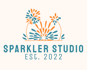 Sparkler - Flower Fireworks Holiday logo design