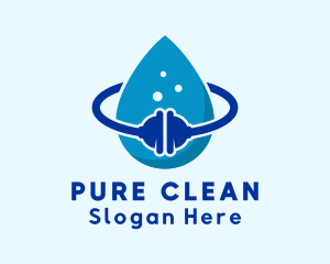 Plunger Water Cleaning Droplet logo design