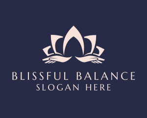 Self Care - Lotus Massage Hands logo design