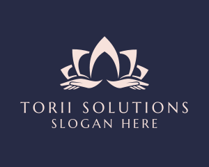 Lotus Massage Hands logo design