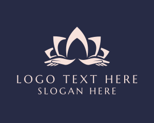 Yoga - Lotus Massage Hands logo design