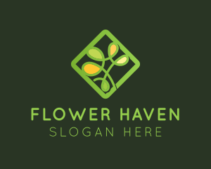 Green Diamond Flower logo design