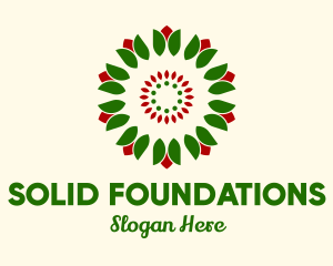 Christmas - Flower Bud Wreath logo design