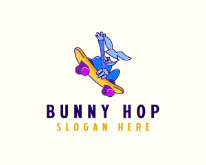 Cool Skateboarding Bunny logo design