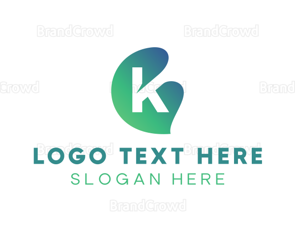 Gradient Leaf Letter K Logo