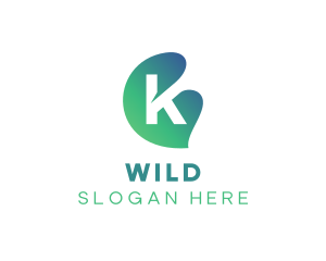 Gradient Leaf Letter K logo design