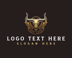 Vintage - Skull Horn Ranch logo design