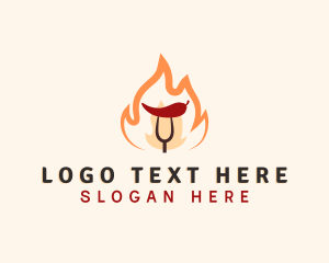 Flaming - Fire Chili Grilling logo design