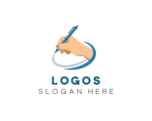 School Material - Creative Handwriting Pen logo design