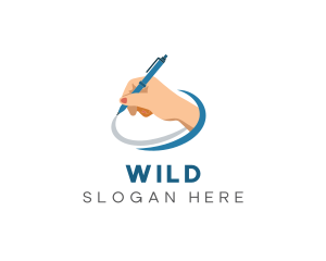 School Material - Creative Handwriting Pen logo design