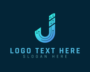High Tech - Circuit Software Letter J logo design