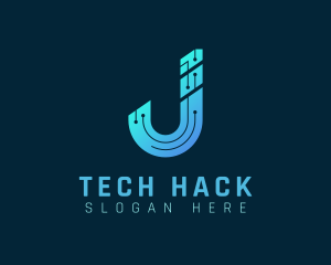 Hack - Circuit Software Letter J logo design