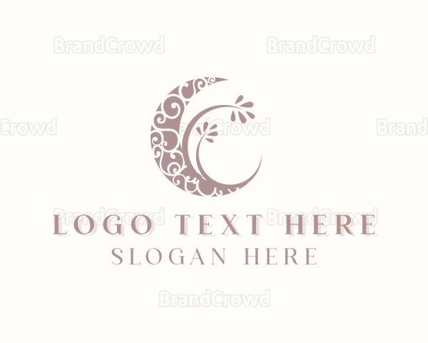 Creative Moon Swirl Leaf Logo