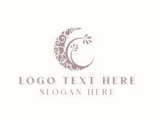 Creative Moon Swirl Leaf logo design