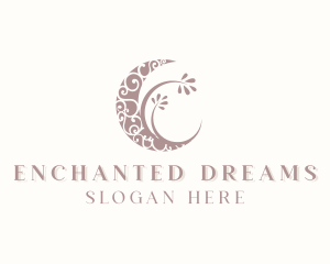 Enchanted - Creative Moon Swirl Leaf logo design