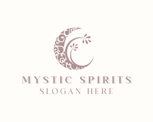 Creative Moon Swirl Leaf logo design