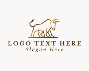 Bison - Golden Bull Animal logo design