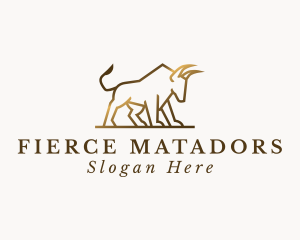 Bullfighting - Golden Bull Animal logo design