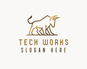 Golden Bull Animal logo design