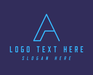 Blue - Digital Tech Letter A logo design