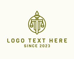 Legal - Justice Scale Torch logo design