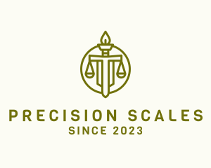 Justice Scale Torch logo design