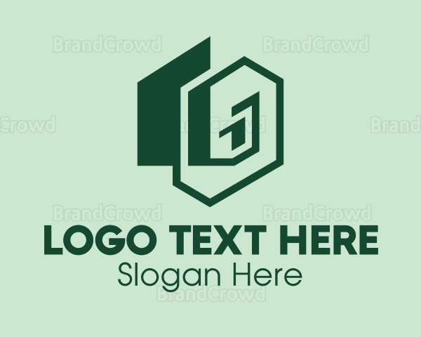 Green Geometric House Logo