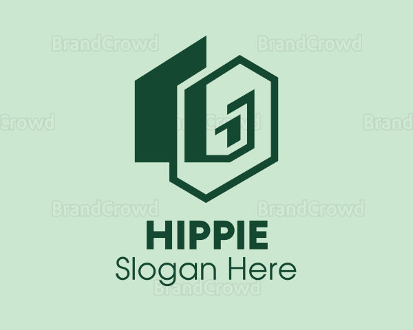 Green Geometric House Logo