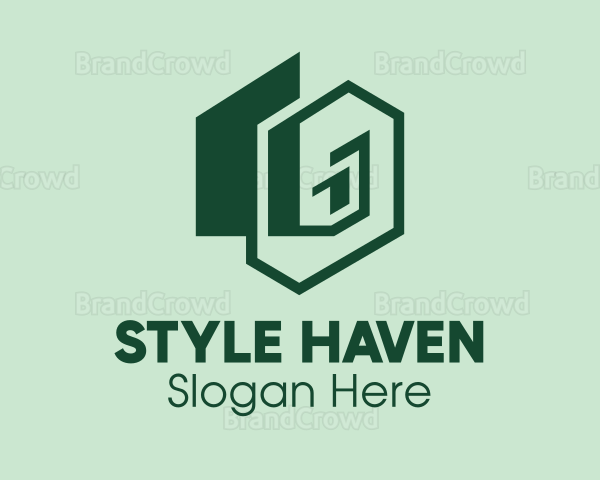 Green Geometric House Logo