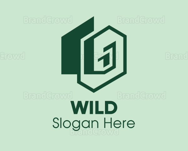 Green Geometric House Logo