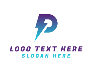 Storm - Blue Lightning Letter P logo design