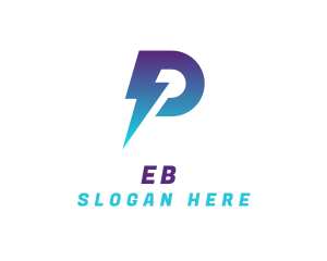 Electric - Blue Lightning Letter P logo design