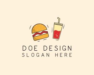 Burger Drink Fast Food  logo design