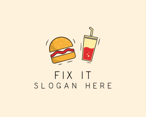 Burger Drink Fast Food  logo design