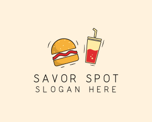 Burger Drink Fast Food  logo design