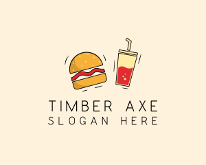 Burger Drink Fast Food  logo design