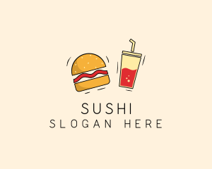 Burger Drink Fast Food  logo design