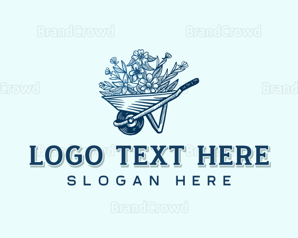 Wheelbarrow Flower Botanical Logo